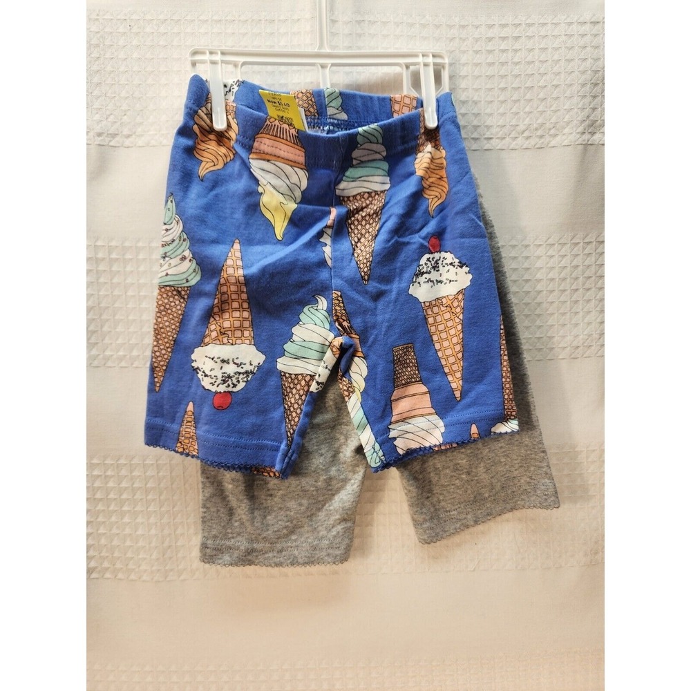 Carters Size 4 Girls Shorts 2 Pack Ice Cream Solid Bike Shorts Pull On Summer